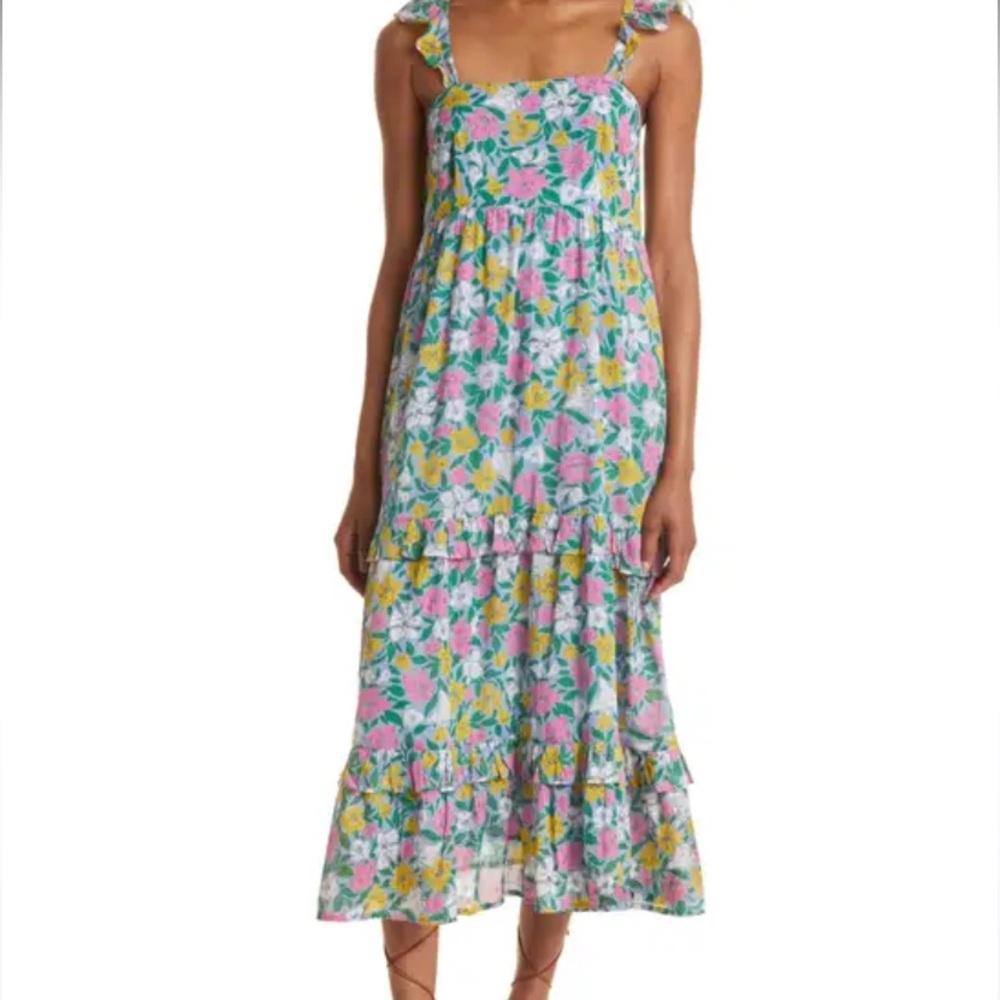 Banjanan Penelope Ruffle Tiered Organic Cotton Sundress size L